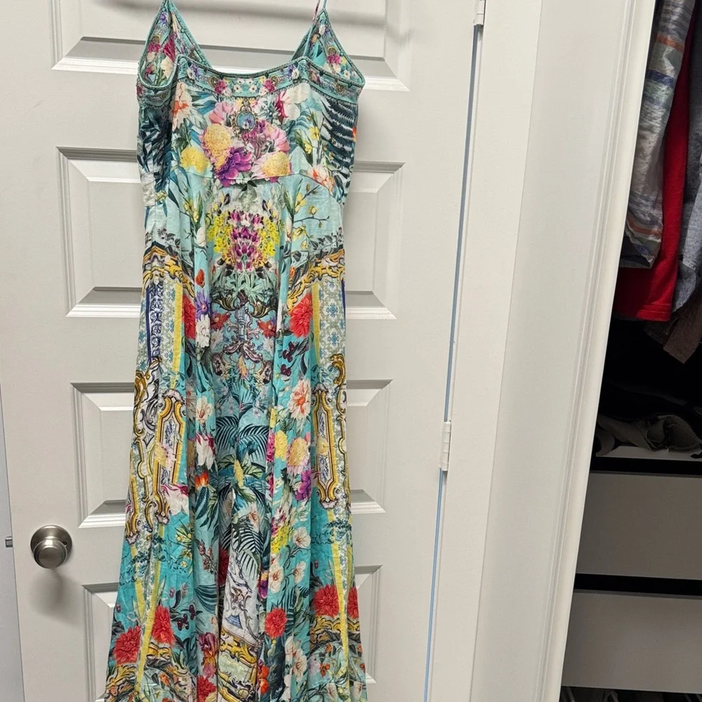 NWT Camilla Gardens of Queluz Linen Tie Front Maxi Dress size medium - Picture 7 of 14